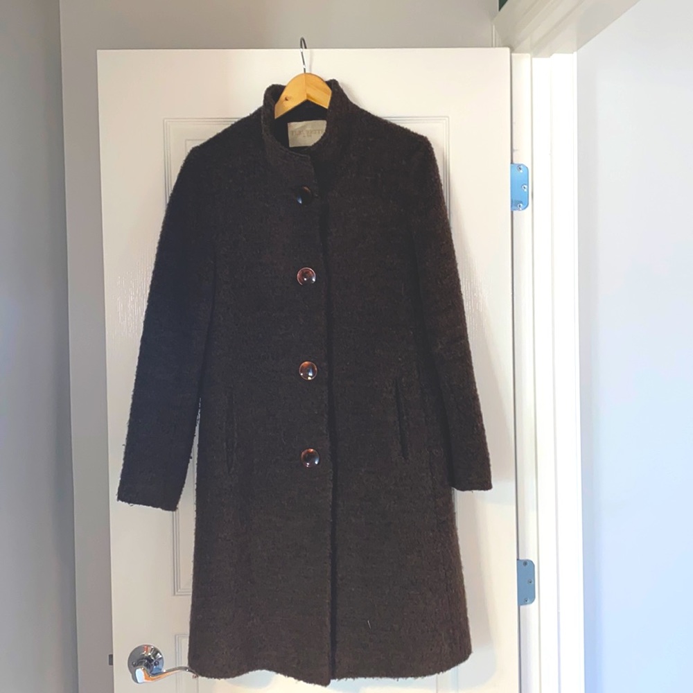 Fleurette brown boucle overcoat